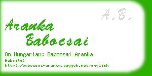 aranka babocsai business card